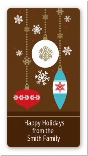 Retro Ornaments - Custom Rectangle Christmas Sticker/Labels