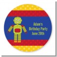 Robot Party - Round Personalized Birthday Party Sticker Labels thumbnail