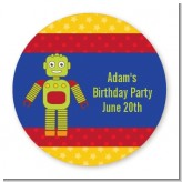 Robot Party - Round Personalized Birthday Party Sticker Labels
