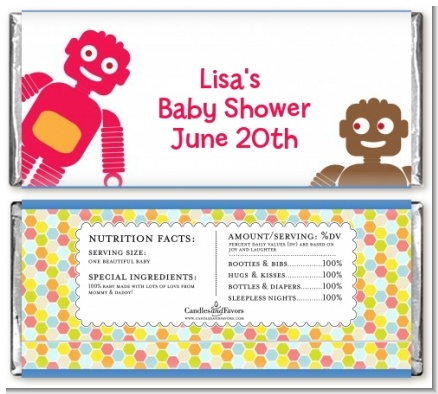 Robots - Personalized Baby Shower Candy Bar Wrappers