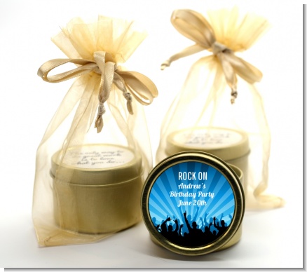Rock Band | Like A Rock Star Boy - Birthday Party Gold Tin Candle Favors