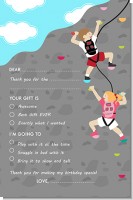 Rock Climbing - Birthday Party Fill In Thank You Cards
