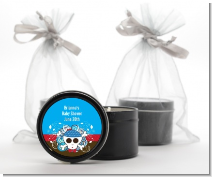 Rock Star Baby Boy Skull - Baby Shower Black Candle Tin Favors