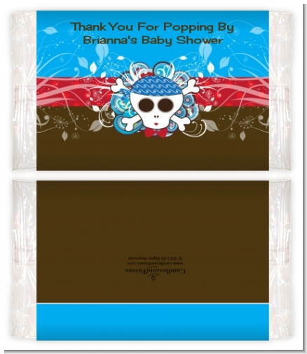 Rock Star Baby Boy Skull - Personalized Popcorn Wrapper Baby Shower Favors