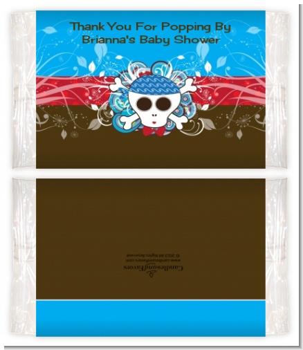 Rock Star Baby Boy Skull - Personalized Popcorn Wrapper Baby Shower Favors