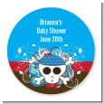 Rock Star Baby Boy Skull - Round Personalized Baby Shower Sticker Labels thumbnail