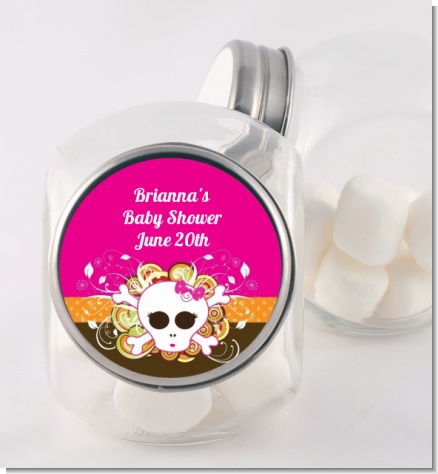 Rock Star Baby Girl Skull - Personalized Baby Shower Candy Jar