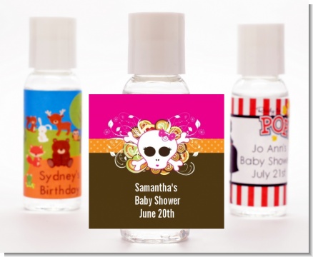 Rock Star Baby Girl Skull - Personalized Baby Shower Hand Sanitizers Favors