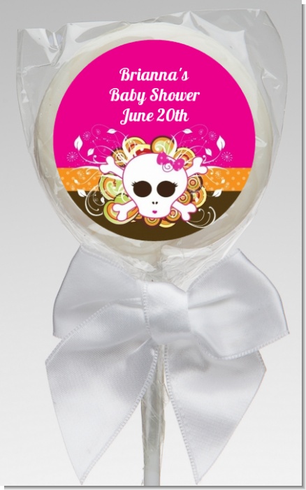 Rock Star Baby Girl Skull - Personalized Baby Shower Lollipop Favors