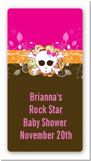 Rock Star Baby Girl Skull - Custom Rectangle Baby Shower Sticker/Labels