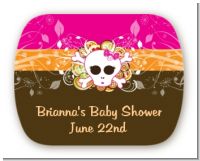 Rock Star Baby Girl Skull - Personalized Baby Shower Rounded Corner Stickers