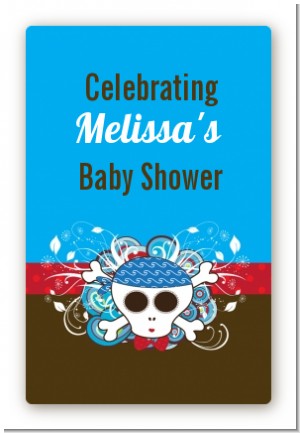 Rock Star Baby Boy Skull - Custom Large Rectangle Baby Shower Sticker/Labels