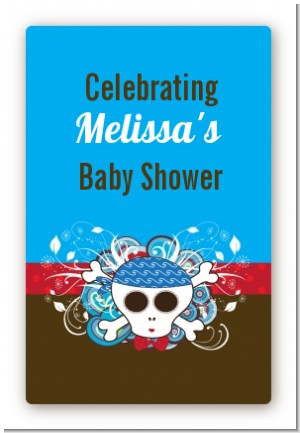 Rock Star Baby Boy Skull - Custom Large Rectangle Baby Shower Sticker/Labels