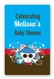 Rock Star Baby Boy Skull - Custom Large Rectangle Baby Shower Sticker/Labels thumbnail