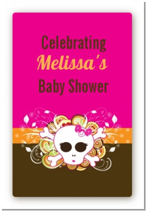 Rock Star Baby Girl Skull - Custom Large Rectangle Baby Shower Sticker/Labels