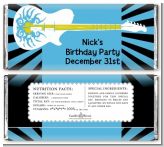 Rock Star Guitar Blue - Personalized Birthday Party Candy Bar Wrappers