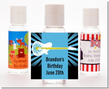 Rock Star Guitar Blue - Personalized Birthday Party Hand Sanitizers Favors