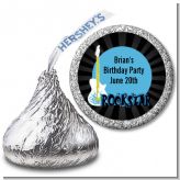 Rock Star Guitar Blue - Hershey Kiss Birthday Party Sticker Labels