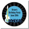 Rock Star Guitar Blue - Round Personalized Birthday Party Sticker Labels thumbnail