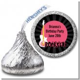Rock Star Guitar Pink - Hershey Kiss Birthday Party Sticker Labels
