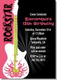 Rock Star Guitar Pink - Birthday Party Invitations