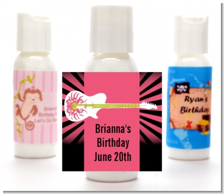 Rock Star Guitar Pink - Personalized Birthday Party Lotion Favors