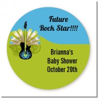 Future Rock Star Boy - Round Personalized Baby Shower Sticker Labels