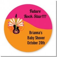 Future Rock Star Girl - Round Personalized Baby Shower Sticker Labels