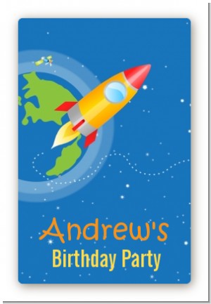 Rocket Ship - Custom Large Rectangle Birthday Party Sticker/Labels