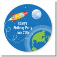 Rocket Ship - Round Personalized Birthday Party Sticker Labels thumbnail