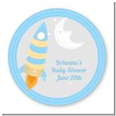 Rocket Ship - Round Personalized Baby Shower Sticker Labels