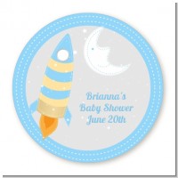 Rocket Ship - Round Personalized Baby Shower Sticker Labels