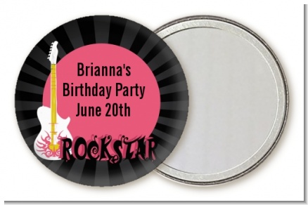 Rock Star Guitar Pink - Personalized Birthday Party Pocket Mirror Favors