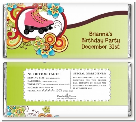Roller Skating - Personalized Birthday Party Candy Bar Wrappers