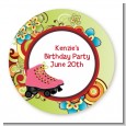 Roller Skating - Round Personalized Birthday Party Sticker Labels thumbnail