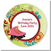 Roller Skating - Round Personalized Birthday Party Sticker Labels