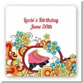 Roller Skating - Square Personalized Birthday Party Sticker Labels