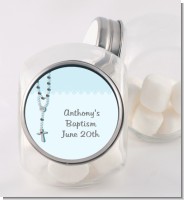 Rosary Beads Blue - Personalized Baptism / Christening Candy Jar