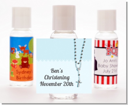 Rosary Beads Blue - Personalized Baptism / Christening Hand Sanitizers Favors