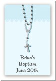 Rosary Beads Blue - Custom Large Rectangle Baptism / Christening Sticker/Labels
