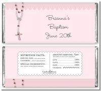Rosary Beads Pink - Personalized Baptism / Christening Candy Bar Wrappers