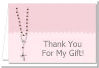 Rosary Beads Pink - Baptism / Christening Thank You Cards