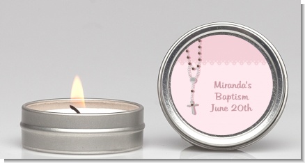 Rosary Beads Pink - Baptism / Christening Candle Favors