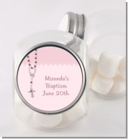 Rosary Beads Pink - Personalized Baptism / Christening Candy Jar