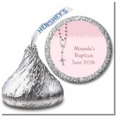 Rosary Beads Pink - Hershey Kiss Baptism / Christening Sticker Labels