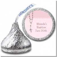 Rosary Beads Pink - Hershey Kiss Baptism / Christening Sticker Labels