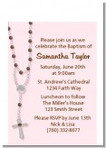 Rosary Beads Pink - Baptism / Christening Petite Invitations