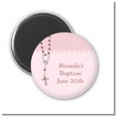 Rosary Beads Pink - Personalized Baptism / Christening Magnet Favors