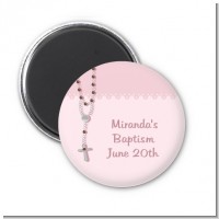 Rosary Beads Pink - Personalized Baptism / Christening Magnet Favors