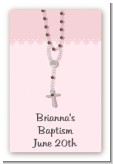 Rosary Beads Pink - Custom Large Rectangle Baptism / Christening Sticker/Labels